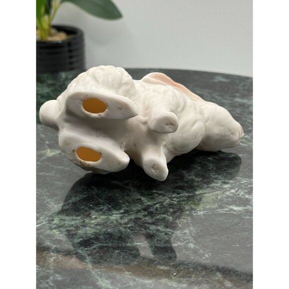 Vintage 1950s Porcelain Pin Cushion White Bunny Rabbit with Applied Flowers - Picture 11 of 11